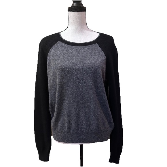 Veronica Beard Sweaters - Veronica Beard Albertina Cashmere Women's Sweater Black Grey Puff Shoulder Sz L